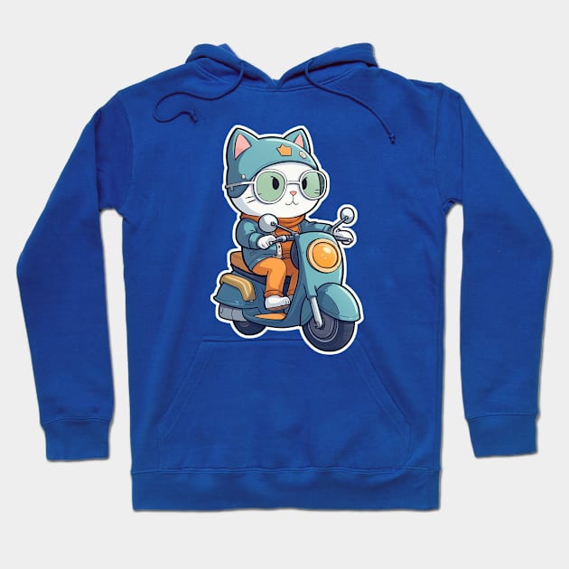 Kawaii cat riding scooter Hoodie by AestheticsArt81